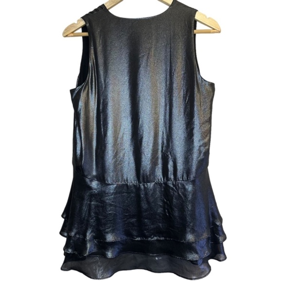 BANANA REPUBLIC Top Sz. S Petite Metallic Tiered Ruffle Hem Peplum Whimsical NEW - Picture 4 of 15